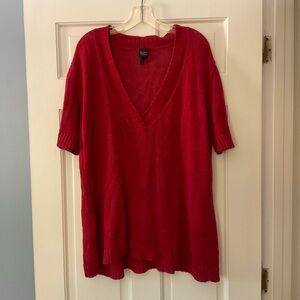 Eileen Fisher 100% Hemp Tunic Sweater Red Plus Size 2X Sustainable Eco-friendly